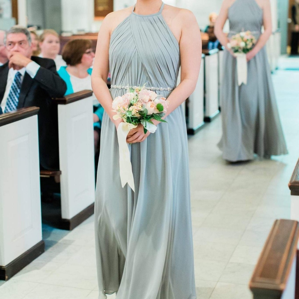 Gray Blue Bridesmaid Dress
